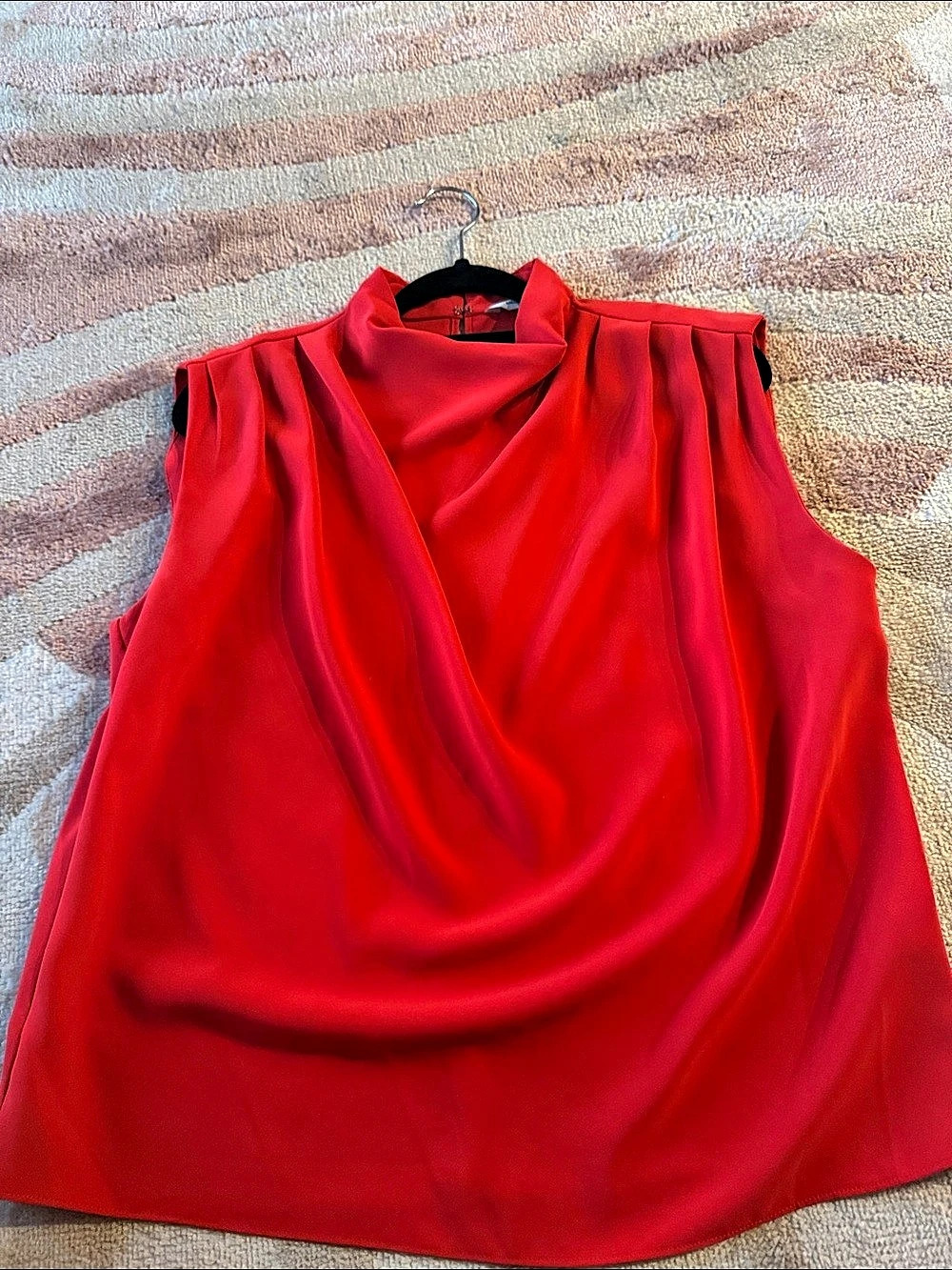 Amanda Uprichard Draped Mock-Neck Sleeveless Top Red